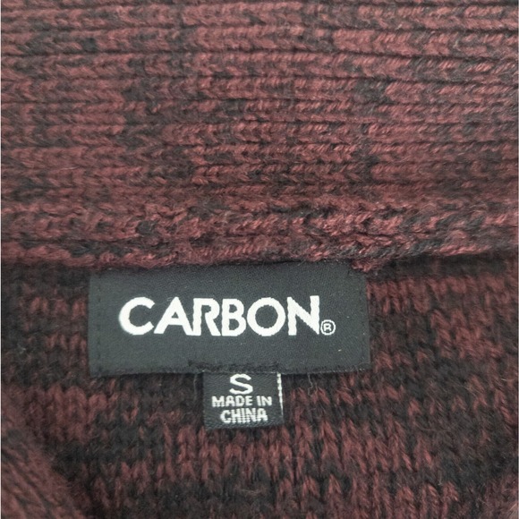 Carbon Cardigan Mens Small Maroon Sweater Cable Knit Long‎ Sleeve Button Up Red - Picture 5 of 11